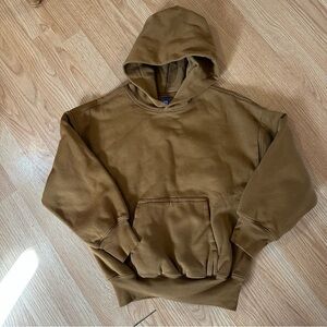 YZY Gap Brown Double Layer  Front Pocket Long Sleeve Hoodie- Size Youth/Child M